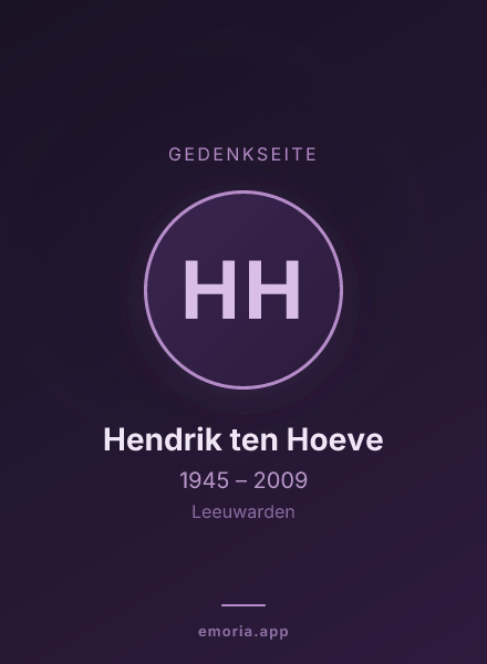 Gedenkportrait von Hendrik ten Hoeve