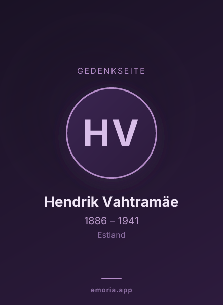 Gedenkportrait von Hendrik Vahtramäe