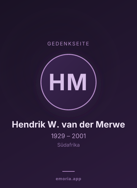 Gedenkportrait von Hendrik W. van der Merwe