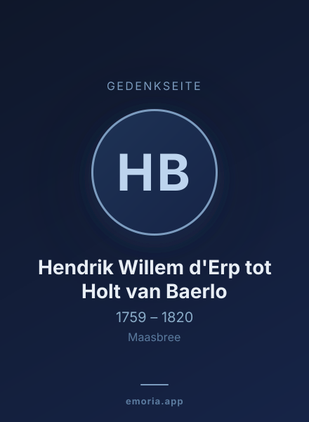Gedenkportrait von Hendrik Willem d'Erp tot Holt van Baerlo