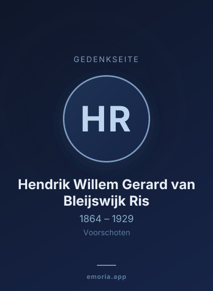 Gedenkportrait von Hendrik Willem Gerard van Bleijswijk Ris