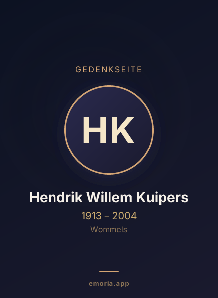 Gedenkportrait von Hendrik Willem Kuipers