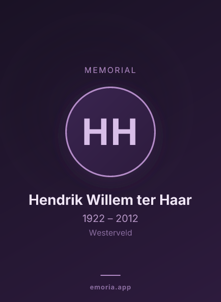 Memorial portrait of Hendrik Willem ter Haar
