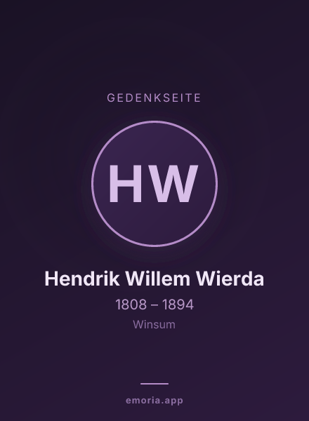 Gedenkportrait von Hendrik Willem Wierda