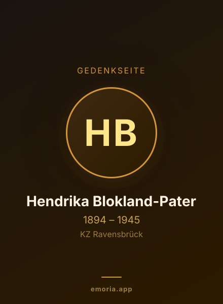 Gedenkportrait von Hendrika Blokland-Pater