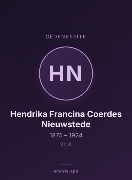 Gedenkportrait von Hendrika Francina Coerdes Nieuwstede
