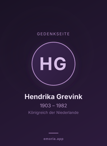 Gedenkportrait von Hendrika Grevink