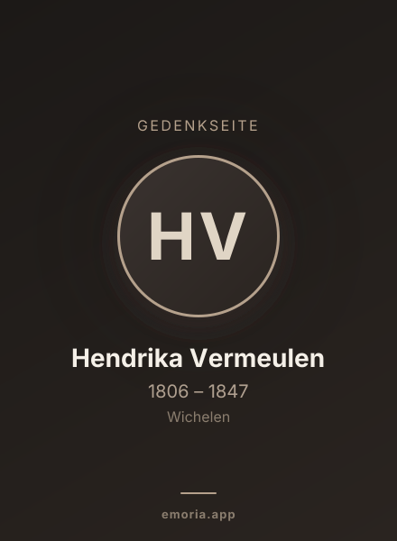 Gedenkportrait von Hendrika Vermeulen