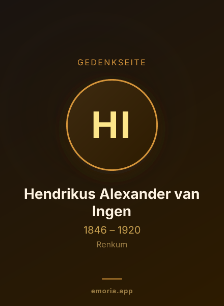 Gedenkportrait von Hendrikus Alexander van Ingen
