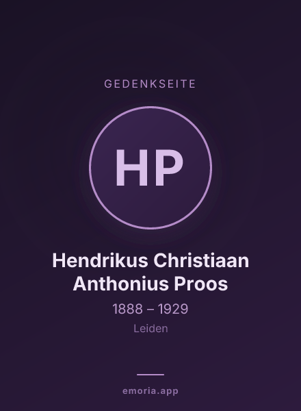 Gedenkportrait von Hendrikus Christiaan Anthonius Proos