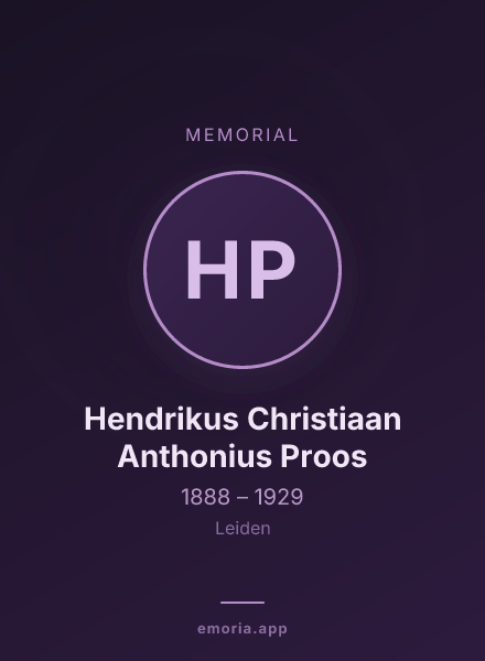 Memorial portrait of Hendrikus Christiaan Anthonius Proos
