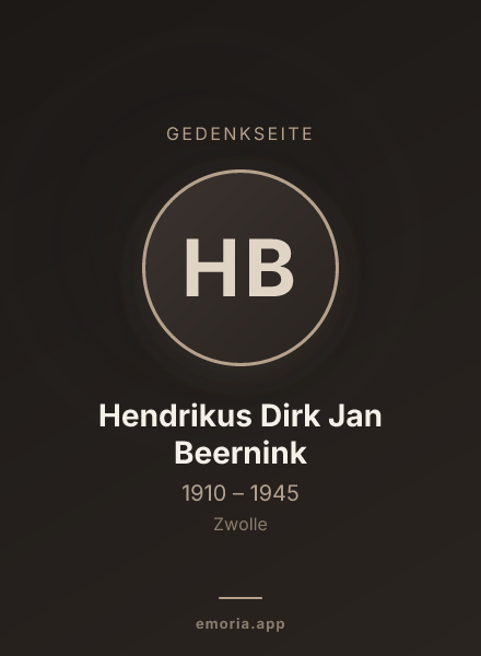 Gedenkportrait von Hendrikus Dirk Jan Beernink