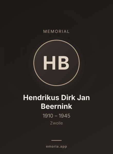 Memorial portrait of Hendrikus Dirk Jan Beernink