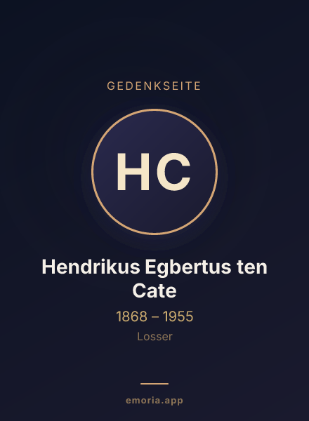 Gedenkportrait von Hendrikus Egbertus ten Cate