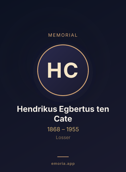 Memorial portrait of Hendrikus Egbertus ten Cate