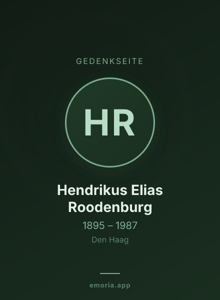 Gedenkportrait von Hendrikus Elias Roodenburg