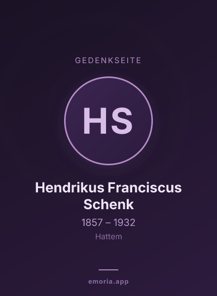 Gedenkportrait von Hendrikus Franciscus Schenk