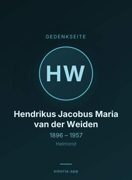 Gedenkportrait von Hendrikus Jacobus Maria van der Weiden