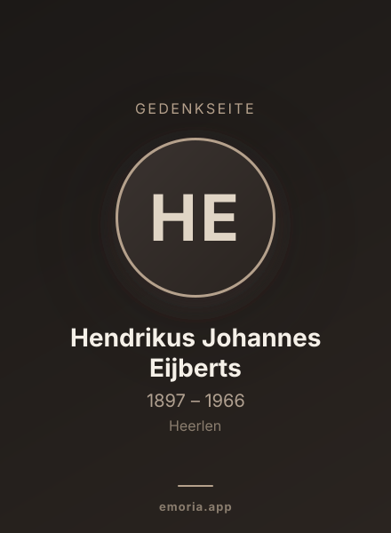 Gedenkportrait von Hendrikus Johannes Eijberts