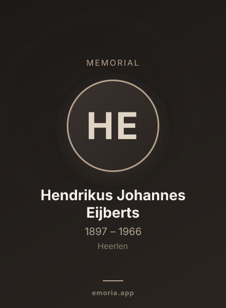 Memorial portrait of Hendrikus Johannes Eijberts