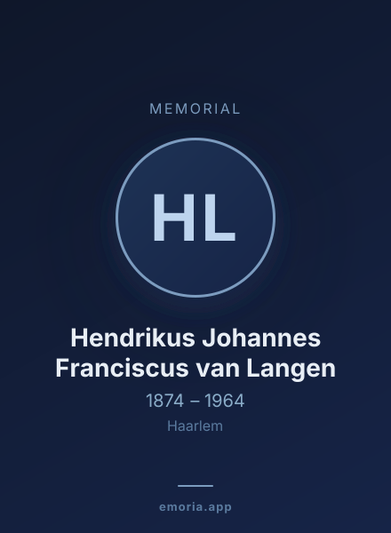 Memorial portrait of Hendrikus Johannes Franciscus van Langen