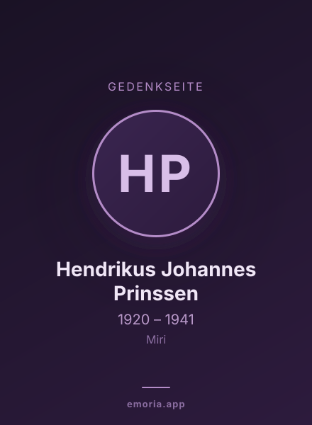 Gedenkportrait von Hendrikus Johannes Prinssen