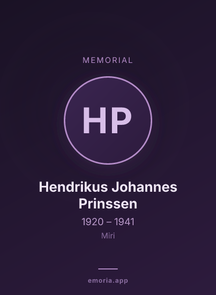 Memorial portrait of Hendrikus Johannes Prinssen