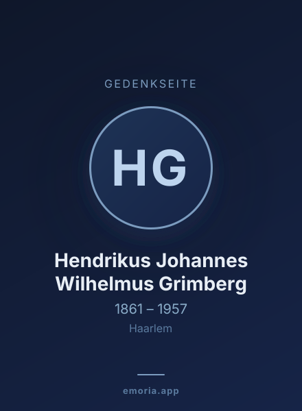 Gedenkportrait von Hendrikus Johannes Wilhelmus Grimberg