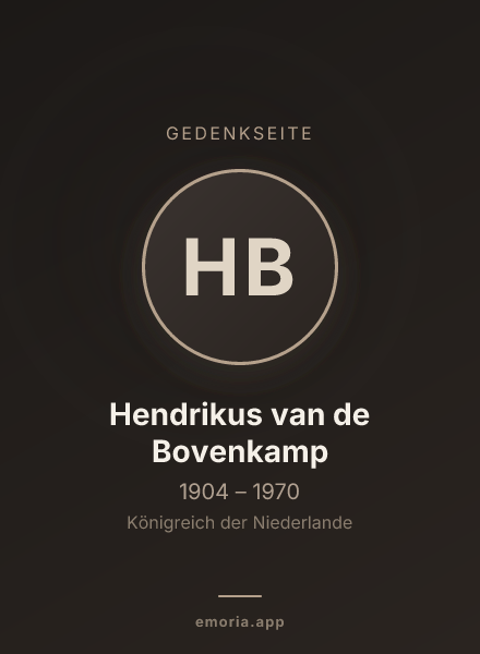 Gedenkportrait von Hendrikus van de Bovenkamp