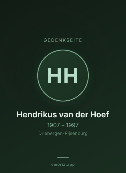 Gedenkportrait von Hendrikus van der Hoef