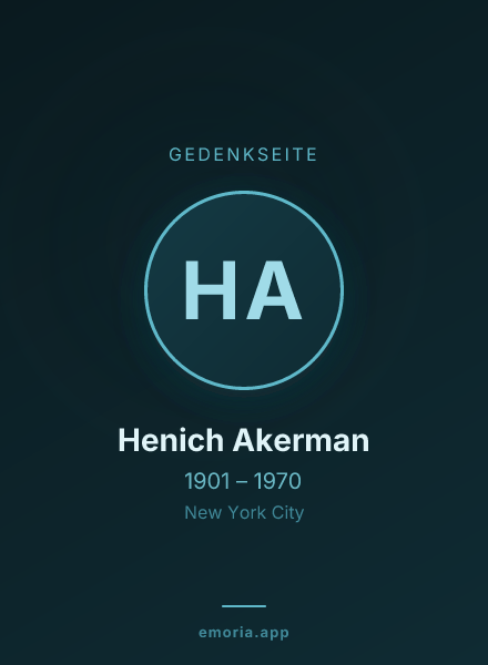 Gedenkportrait von Henich Akerman