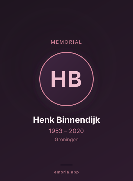 Memorial portrait of Henk Binnendijk