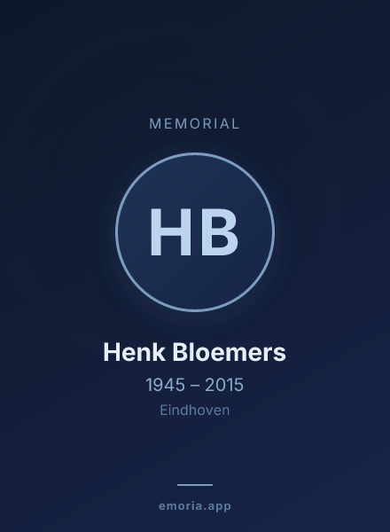 Memorial portrait of Henk Bloemers