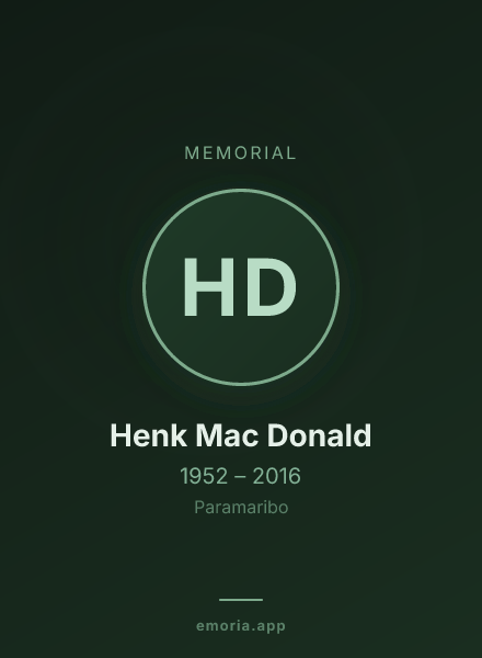 Memorial portrait of Henk Mac Donald