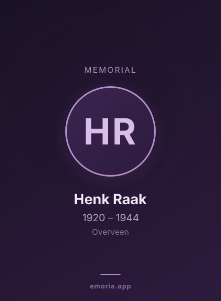 Memorial portrait of Henk Raak