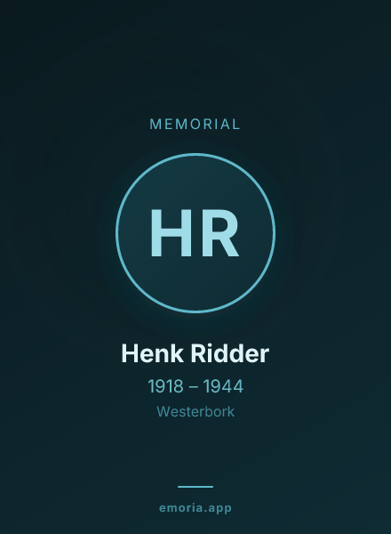Memorial portrait of Henk Ridder