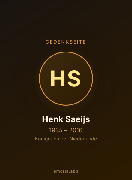 Gedenkportrait von Henk Saeijs