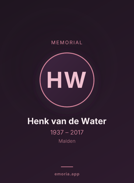 Memorial portrait of Henk van de Water