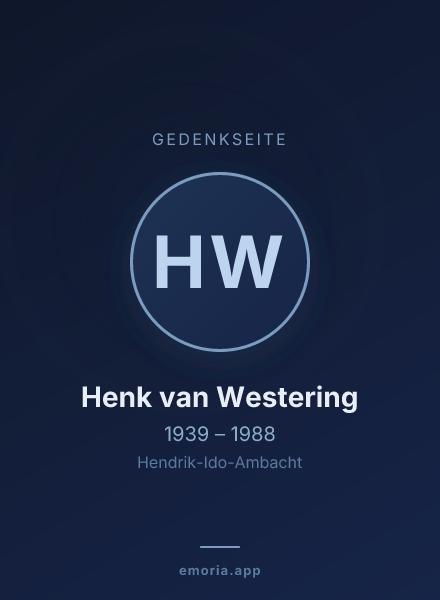 Gedenkportrait von Henk van Westering