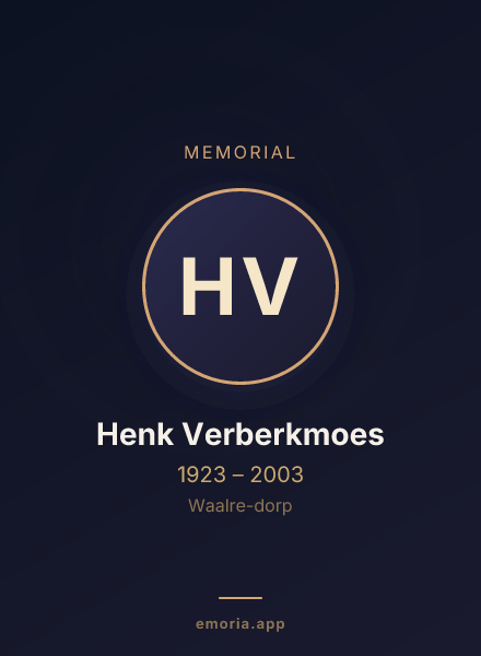 Memorial portrait of Henk Verberkmoes