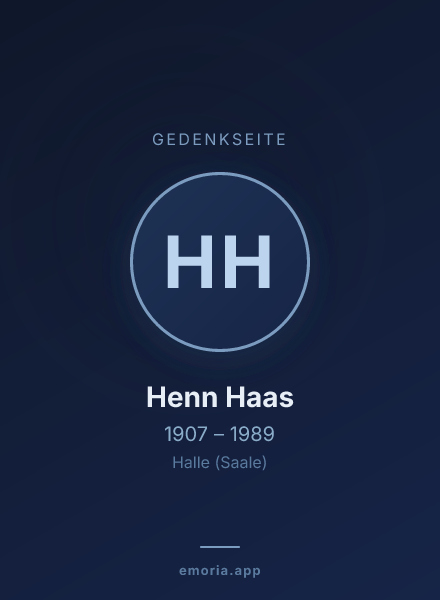 Gedenkportrait von Henn Haas