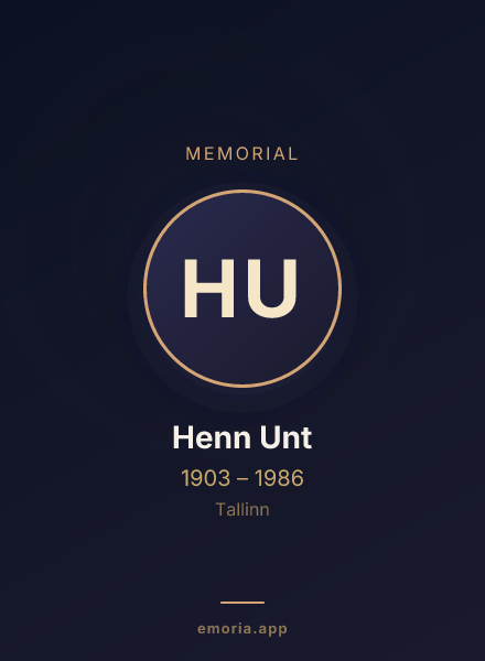 Memorial portrait of Henn Unt