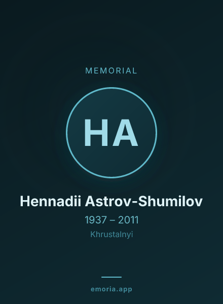 Memorial portrait of Hennadii Astrov-Shumilov