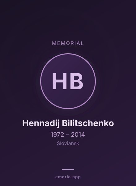 Memorial portrait of Hennadij Bilitschenko