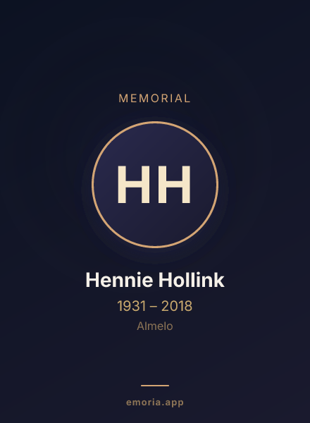 Memorial portrait of Hennie Hollink