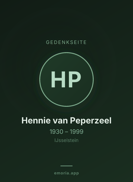 Gedenkportrait von Hennie van Peperzeel