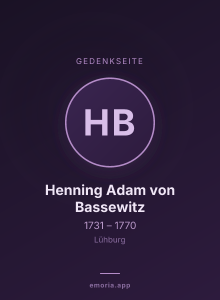 Gedenkportrait von Henning Adam von Bassewitz