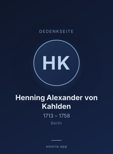 Gedenkportrait von Henning Alexander von Kahlden