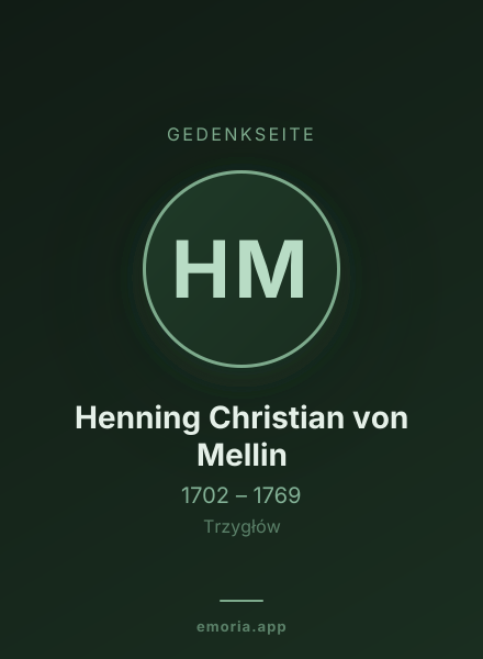 Gedenkportrait von Henning Christian von Mellin