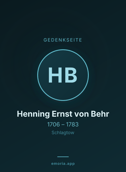 Gedenkportrait von Henning Ernst von Behr